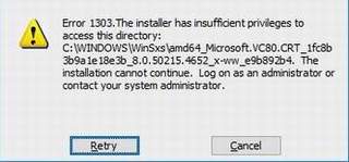 Error 1303